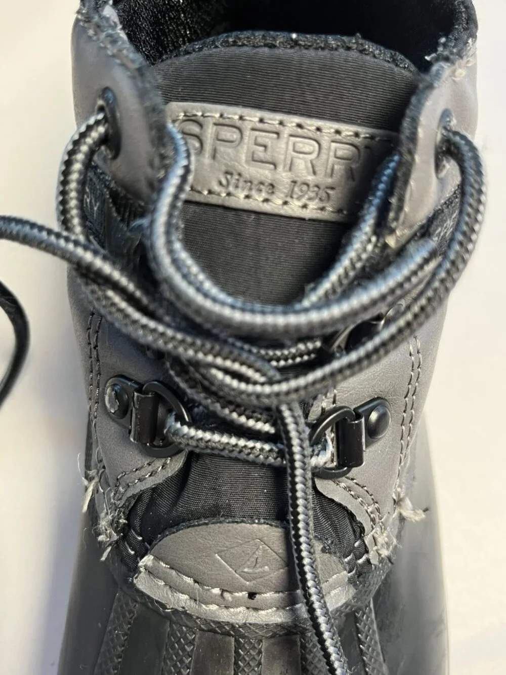 Sperry Bowline Storm Duck Boots Black Charcoal Kids Size 2 STK265260
